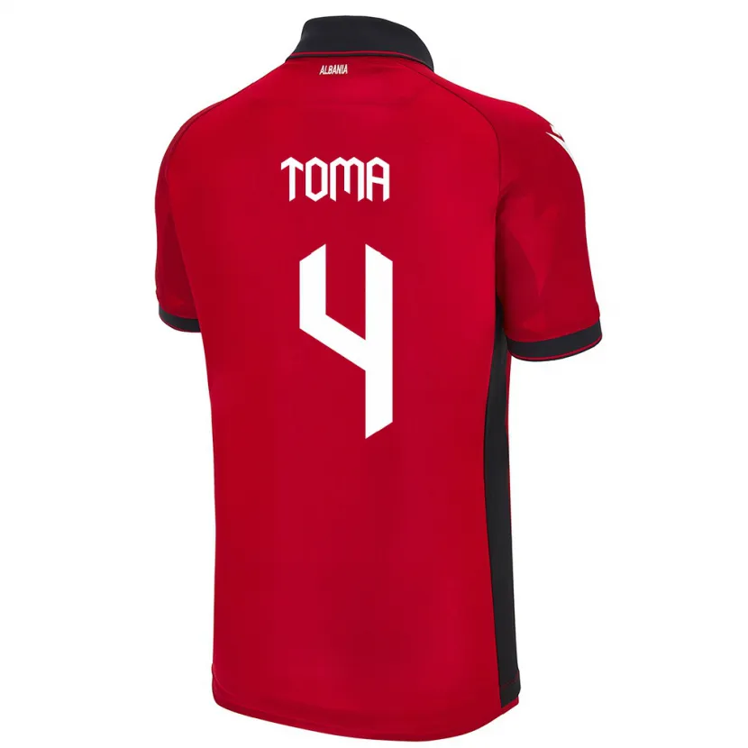 Danxen Dětské Albánie Stella Toma #4 Červené Domů Hráčské Dresy 24-26 Dres
