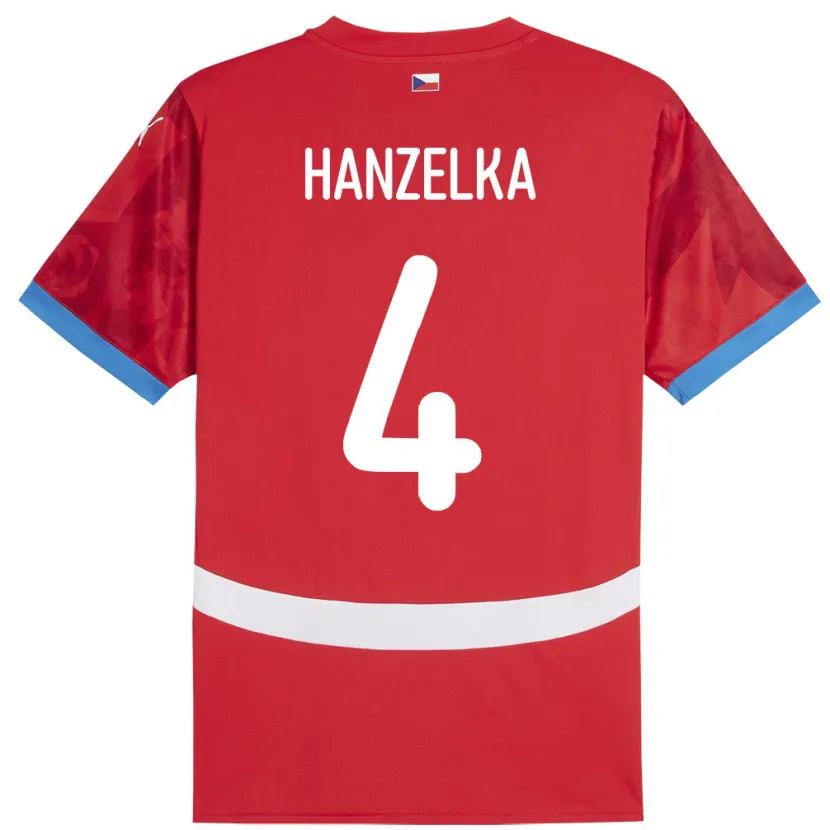 Danxen Dětské Česko Denis Hanzelka #4 Červené Domů Hráčské Dresy 24-26 Dres
