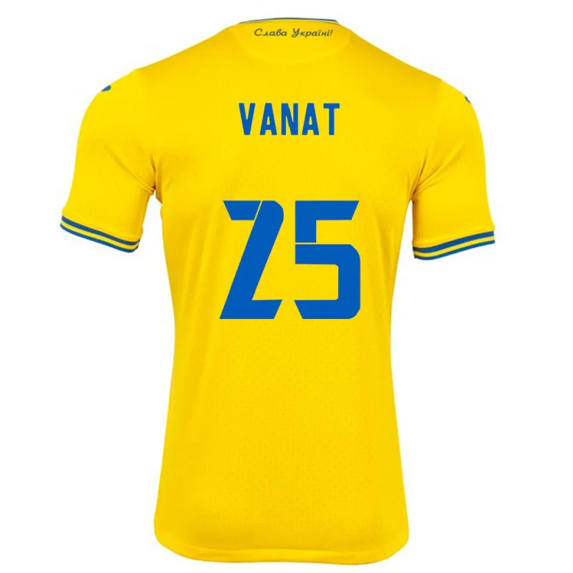 Danxen Dětské Ukrajina Vladyslav Vanat #25 Žlutá Domů Hráčské Dresy 24-26 Dres
