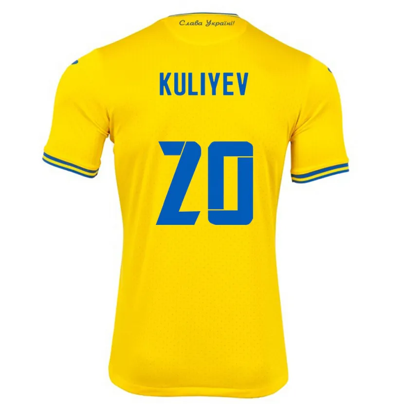 Danxen Dětské Ukrajina Eldar Kuliyev #20 Žlutá Domů Hráčské Dresy 24-26 Dres