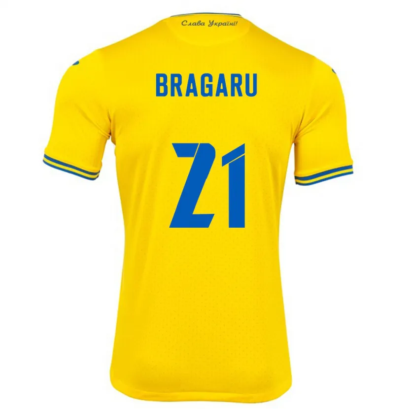 Danxen Dětské Ukrajina Maksym Bragaru #21 Žlutá Domů Hráčské Dresy 24-26 Dres