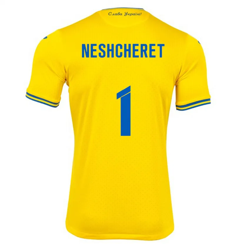 Danxen Dětské Ukrajina Ruslan Neshcheret #1 Žlutá Domů Hráčské Dresy 24-26 Dres