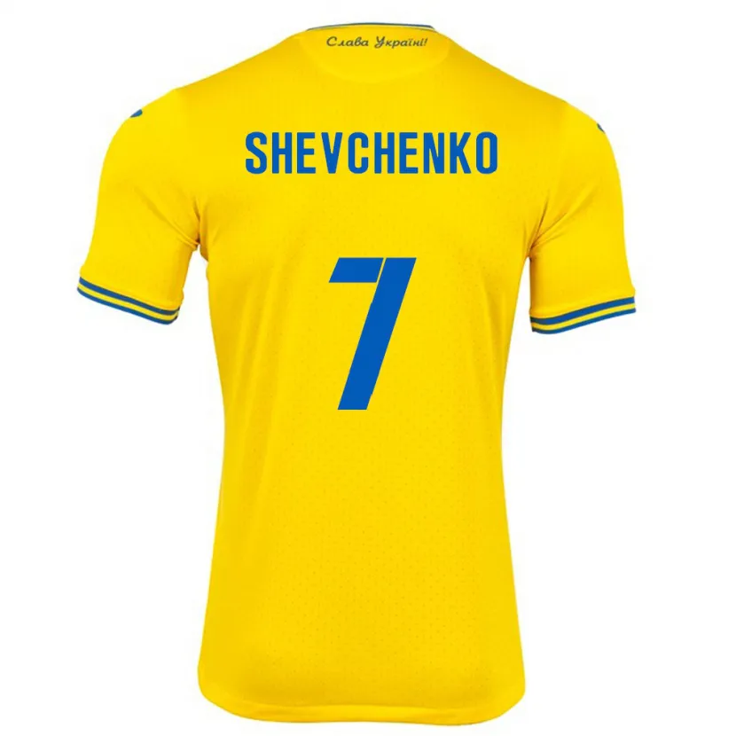 Danxen Dětské Ukrajina Kristian Shevchenko #7 Žlutá Domů Hráčské Dresy 24-26 Dres