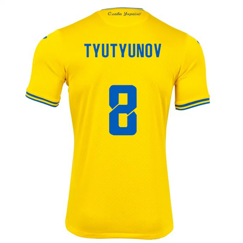 Danxen Dětské Ukrajina Vladyslav Tyutyunov #8 Žlutá Domů Hráčské Dresy 24-26 Dres