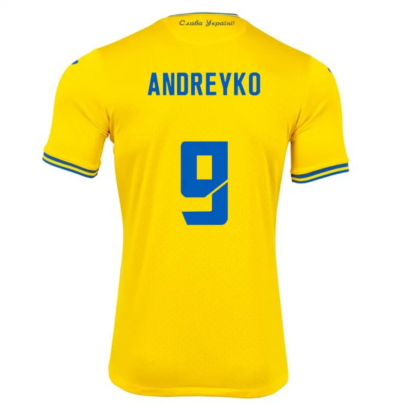 Danxen Dětské Ukrajina Ivan Andreyko #9 Žlutá Domů Hráčské Dresy 24-26 Dres