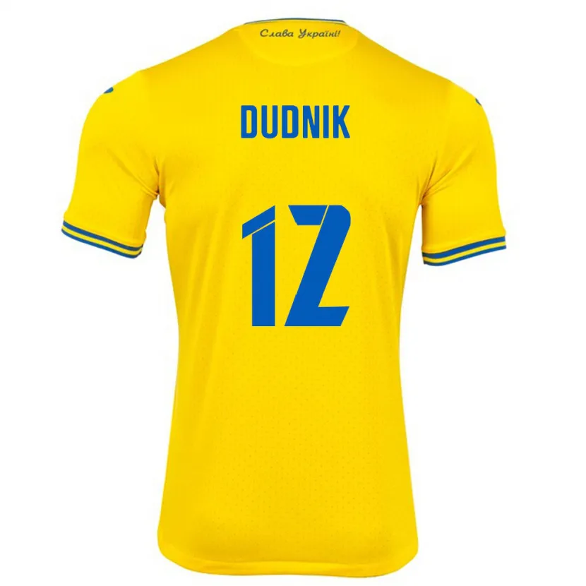 Danxen Dětské Ukrajina Marina Dudnik #12 Žlutá Domů Hráčské Dresy 24-26 Dres