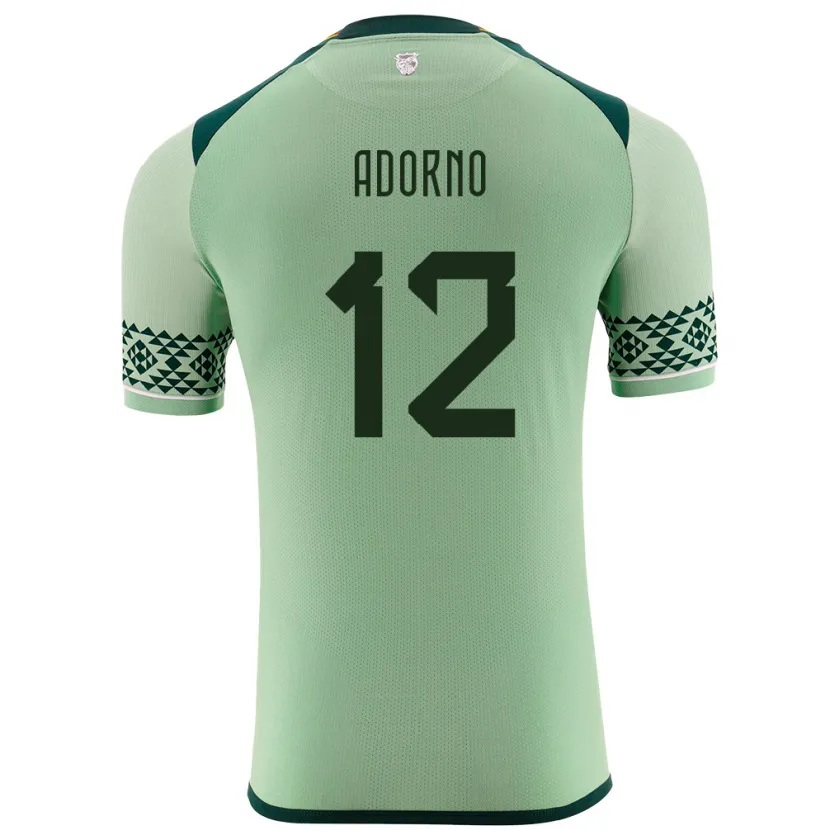 Danxen Dětské Bolívie Carlos Adorno #12 Světle Zelená Domů Hráčské Dresy 24-26 Dres