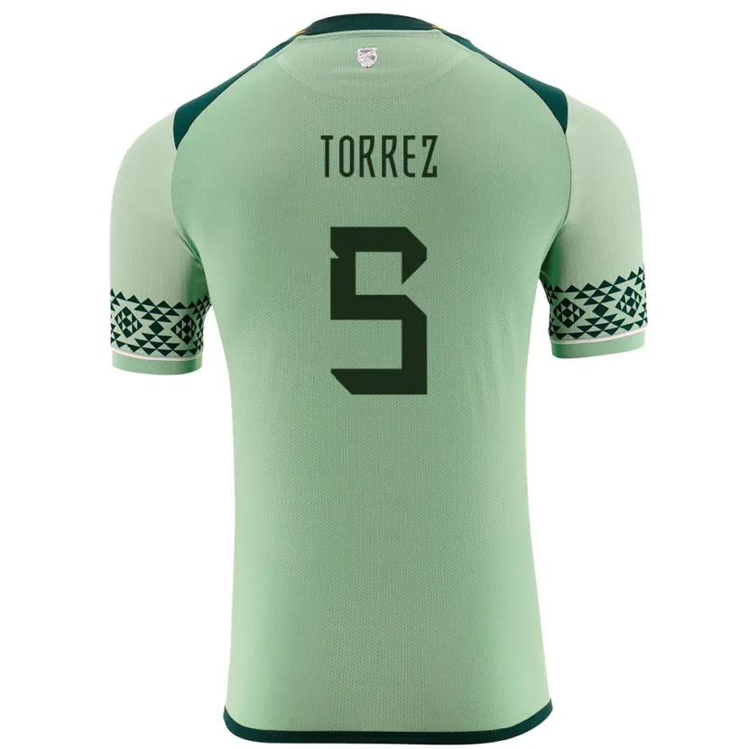 Danxen Dětské Bolívie Marcelo Torrez #5 Světle Zelená Domů Hráčské Dresy 24-26 Dres