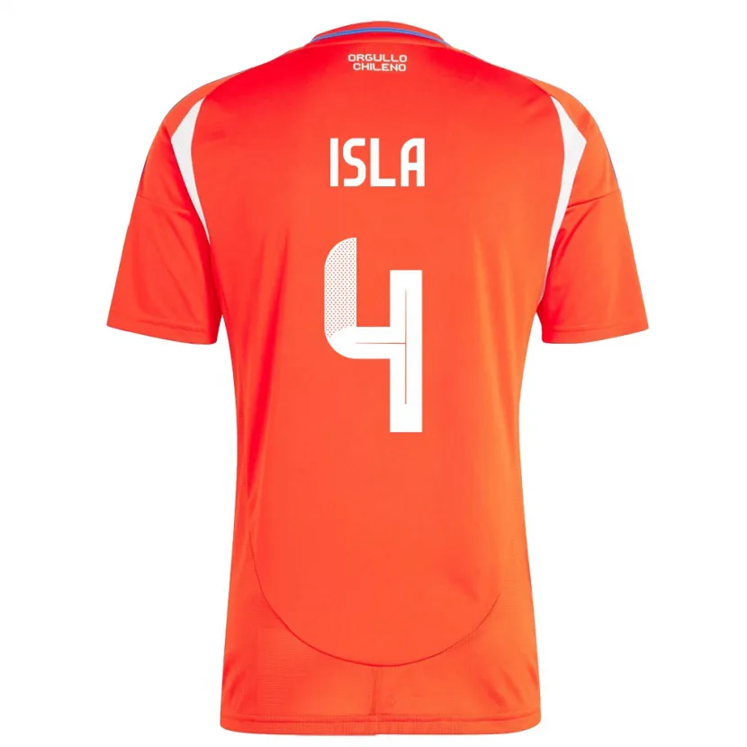 Danxen Dětské Chile Mauricio Isla #4 Červené Domů Hráčské Dresy 24-26 Dres