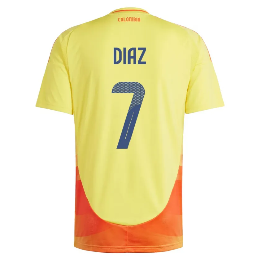 Danxen Dětské Kolumbie Luis Díaz #7 Žlutá Domů Hráčské Dresy 24-26 Dres