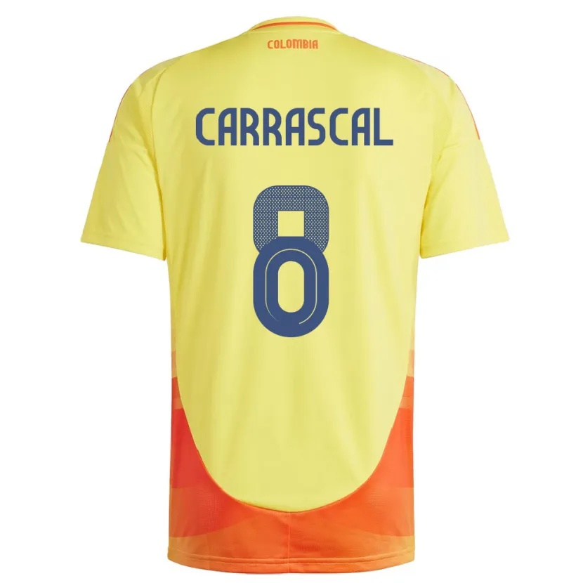 Danxen Dětské Kolumbie Jorge Carrascal #8 Žlutá Domů Hráčské Dresy 24-26 Dres