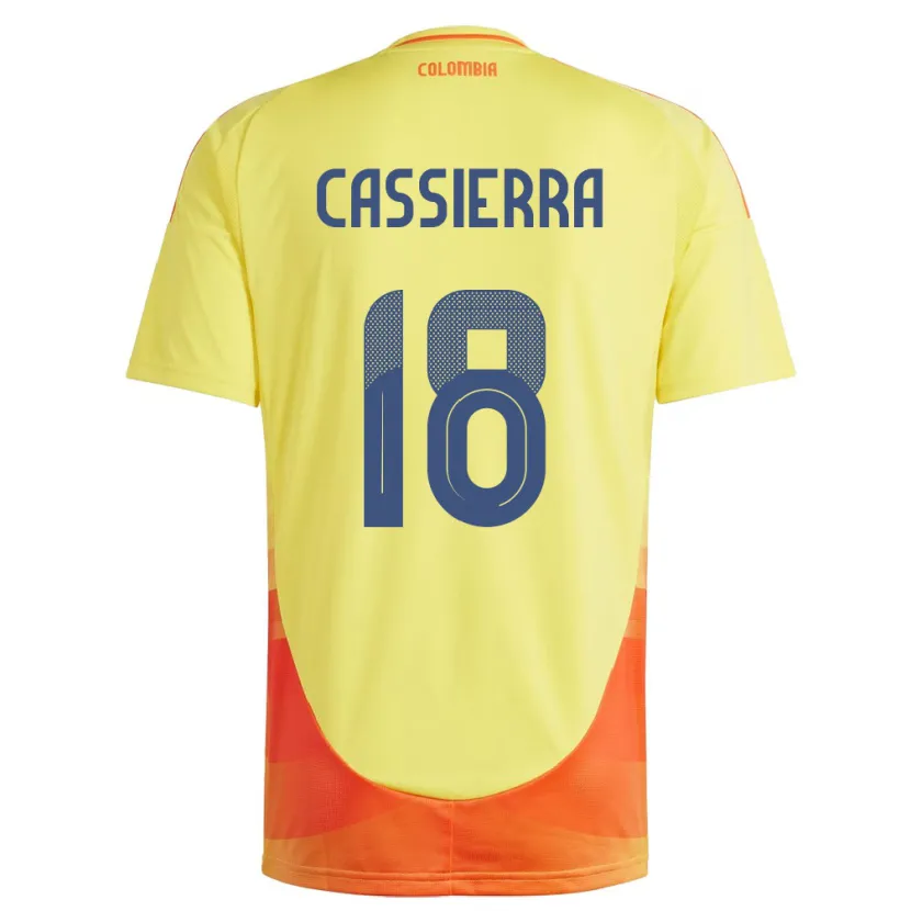 Danxen Dětské Kolumbie Mateo Cassierra #18 Žlutá Domů Hráčské Dresy 24-26 Dres