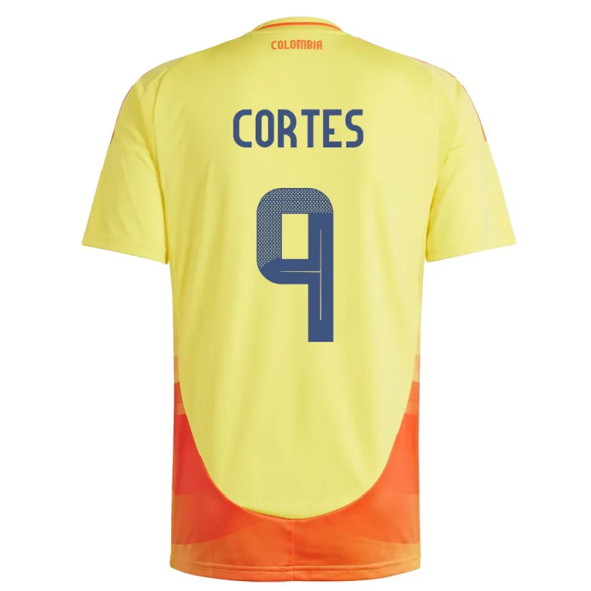 Danxen Dětské Kolumbie Carlos Cortés #9 Žlutá Domů Hráčské Dresy 24-26 Dres