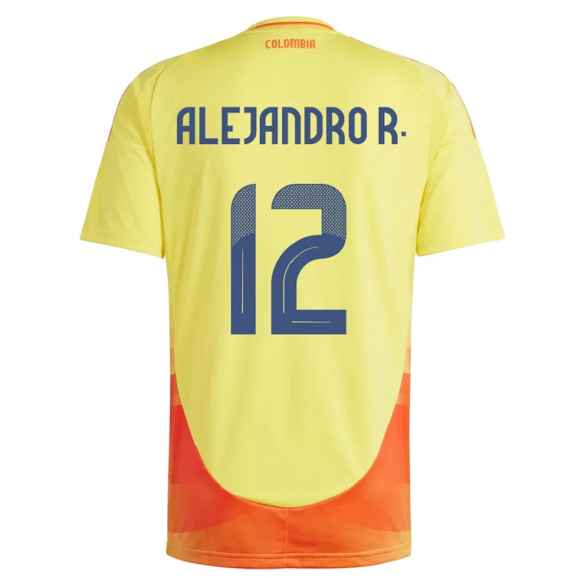 Danxen Dětské Kolumbie Alejandro Rodríguez #12 Žlutá Domů Hráčské Dresy 24-26 Dres