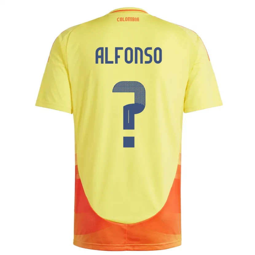 Danxen Dětské Kolumbie Andrés Alfonso #0 Žlutá Domů Hráčské Dresy 24-26 Dres