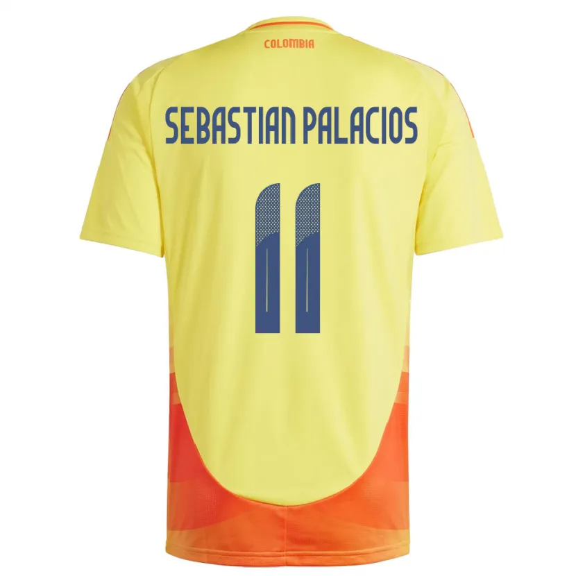 Danxen Dětské Kolumbie Juan Sebastián Palacios #11 Žlutá Domů Hráčské Dresy 24-26 Dres