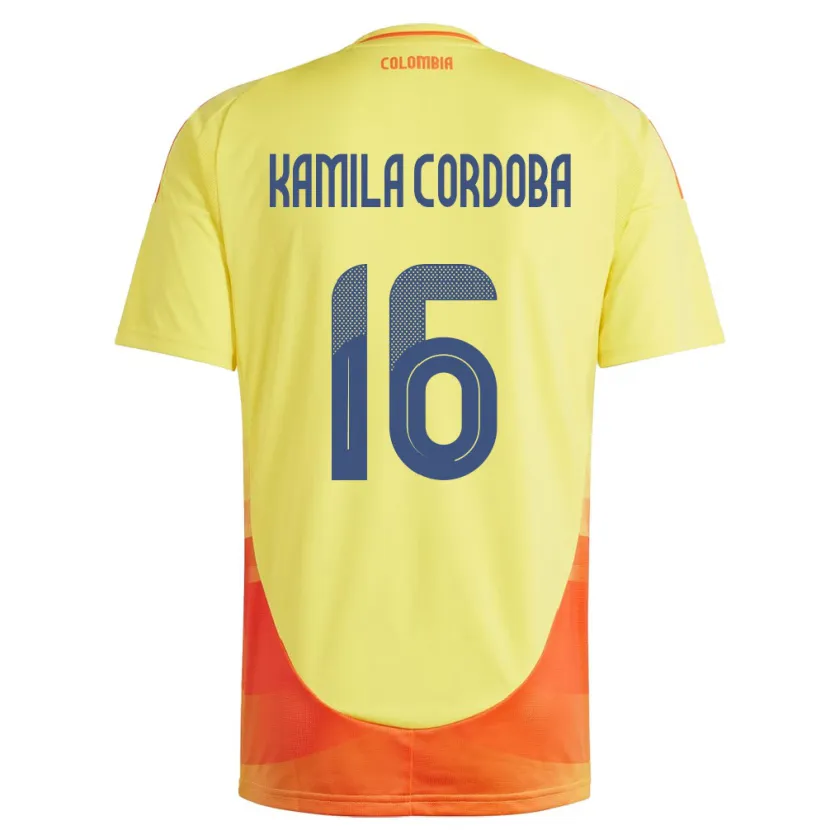Danxen Dětské Kolumbie Sara Kamila Córdoba #16 Žlutá Domů Hráčské Dresy 24-26 Dres