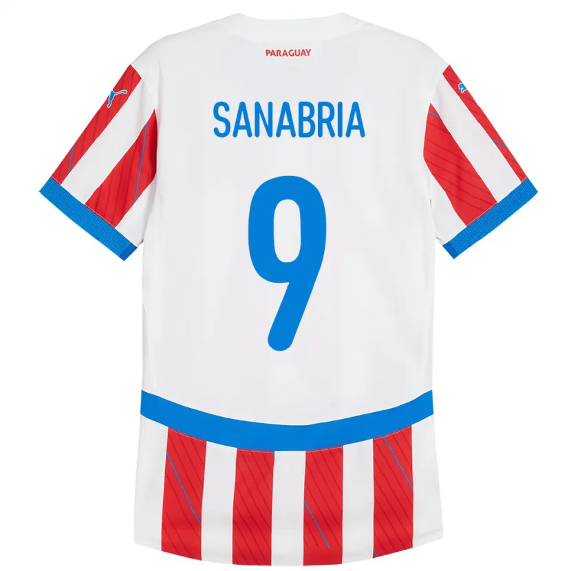 Danxen Dětské Paraguay Antonio Sanabria #9 Bílá Červená Domů Hráčské Dresy 24-26 Dres
