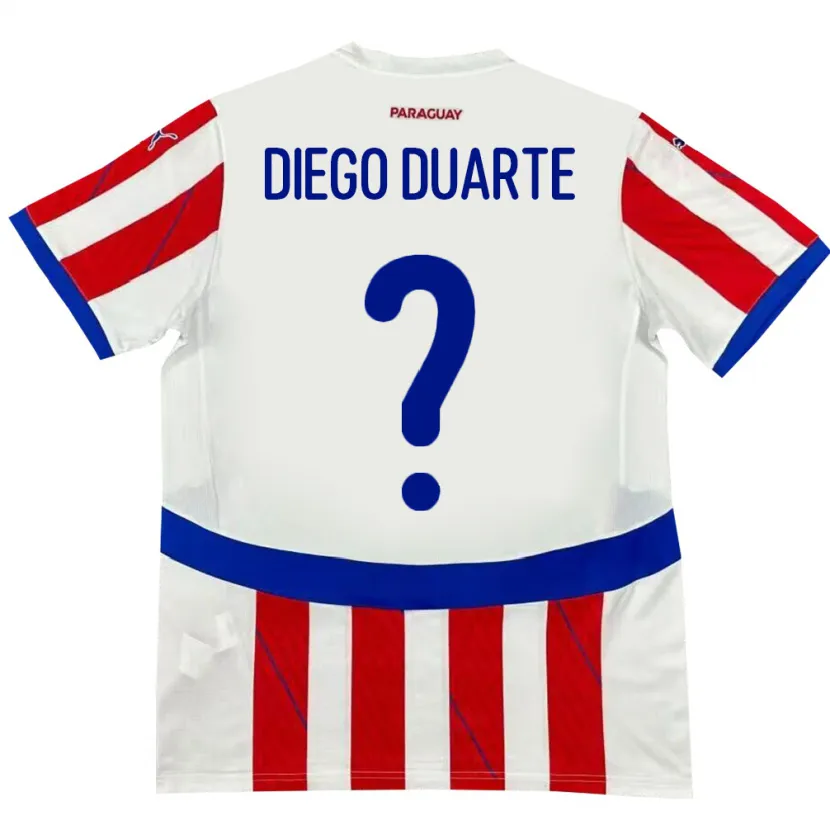 Danxen Dětské Paraguay Diego Duarte #0 Bílá Červená Domů Hráčské Dresy 24-26 Dres