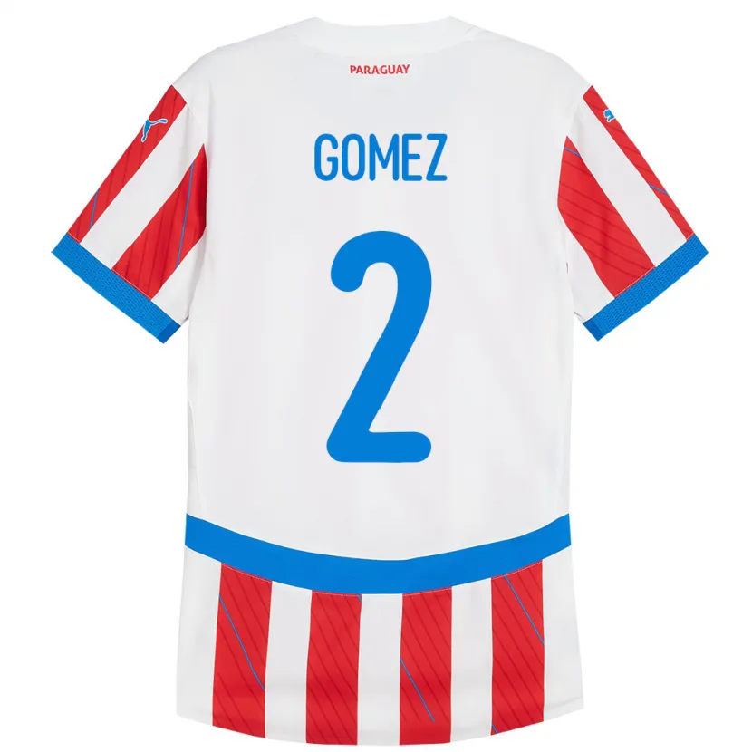 Danxen Dětské Paraguay Rodrigo Gómez #2 Bílá Červená Domů Hráčské Dresy 24-26 Dres