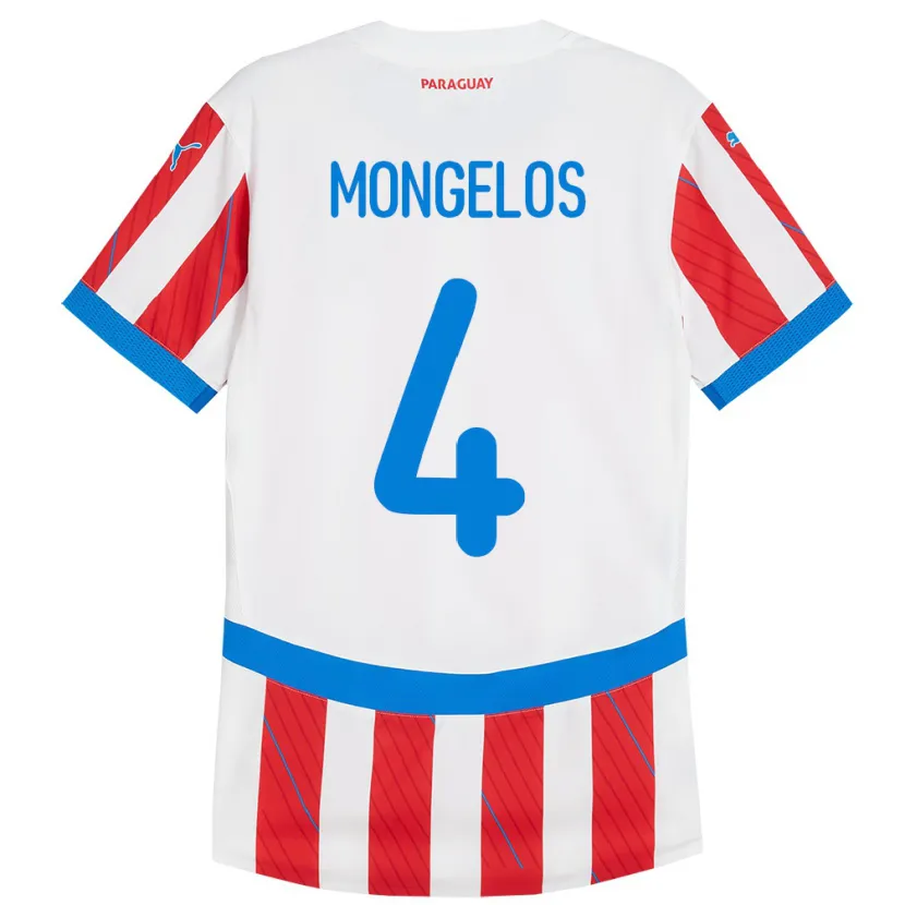 Danxen Dětské Paraguay Rolando Mongelós #4 Bílá Červená Domů Hráčské Dresy 24-26 Dres