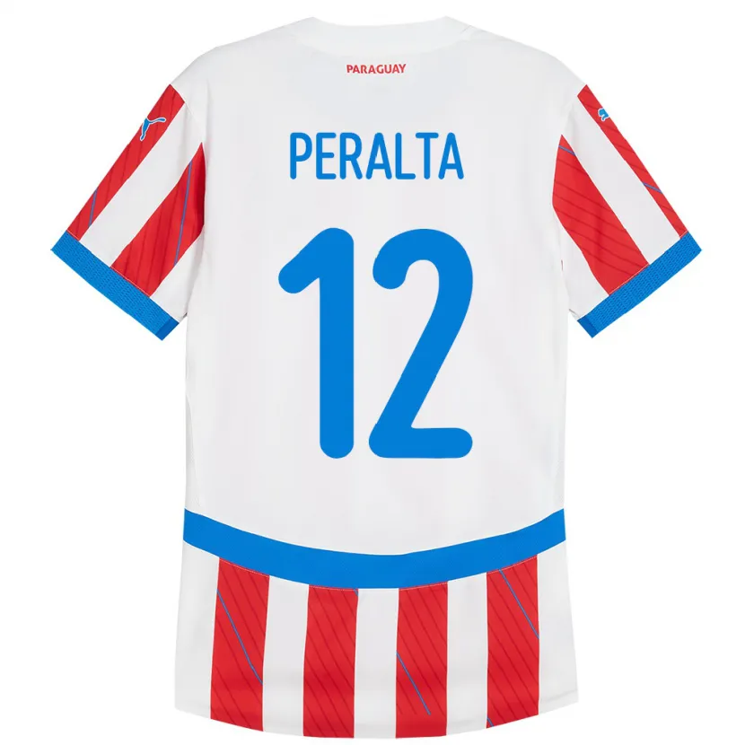 Danxen Dětské Paraguay Jesús Peralta #12 Bílá Červená Domů Hráčské Dresy 24-26 Dres