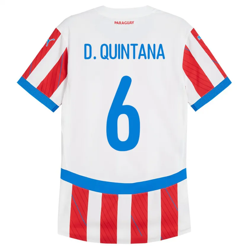 Danxen Dětské Paraguay Dulce Quintana #6 Bílá Červená Domů Hráčské Dresy 24-26 Dres