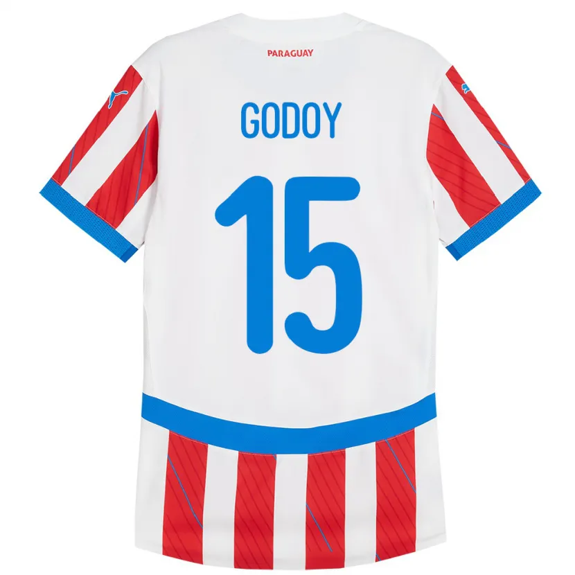 Danxen Dětské Paraguay Fanny Godoy #15 Bílá Červená Domů Hráčské Dresy 24-26 Dres
