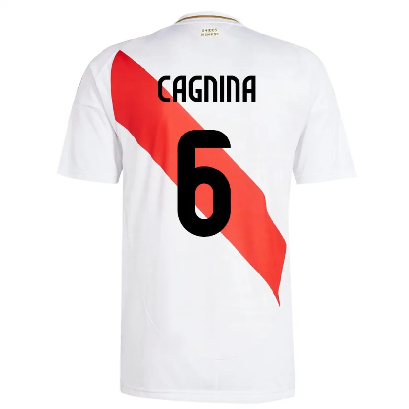 Danxen Dětské Peru Claudia Cagnina #6 Bílý Domů Hráčské Dresy 24-26 Dres