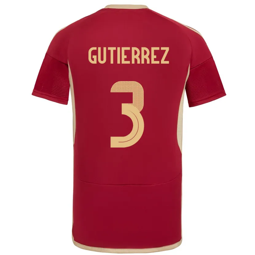 Danxen Dětské Venezuela Nairelis Gutiérrez #3 Burgundské Domů Hráčské Dresy 24-26 Dres