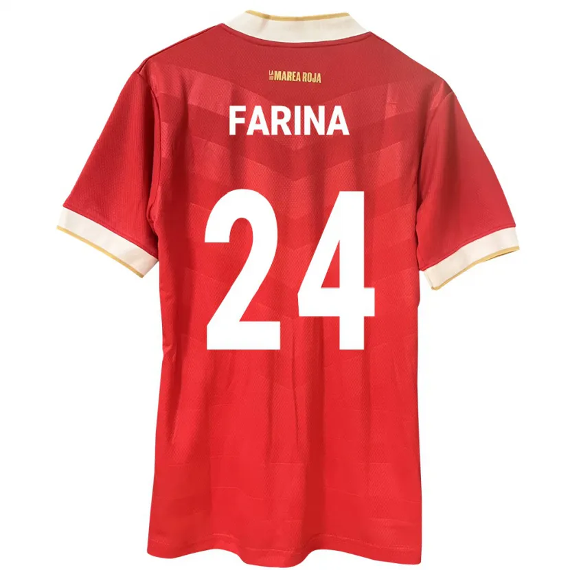 Danxen Dětské Panama Edgardo Fariña #24 Červené Domů Hráčské Dresy 24-26 Dres
