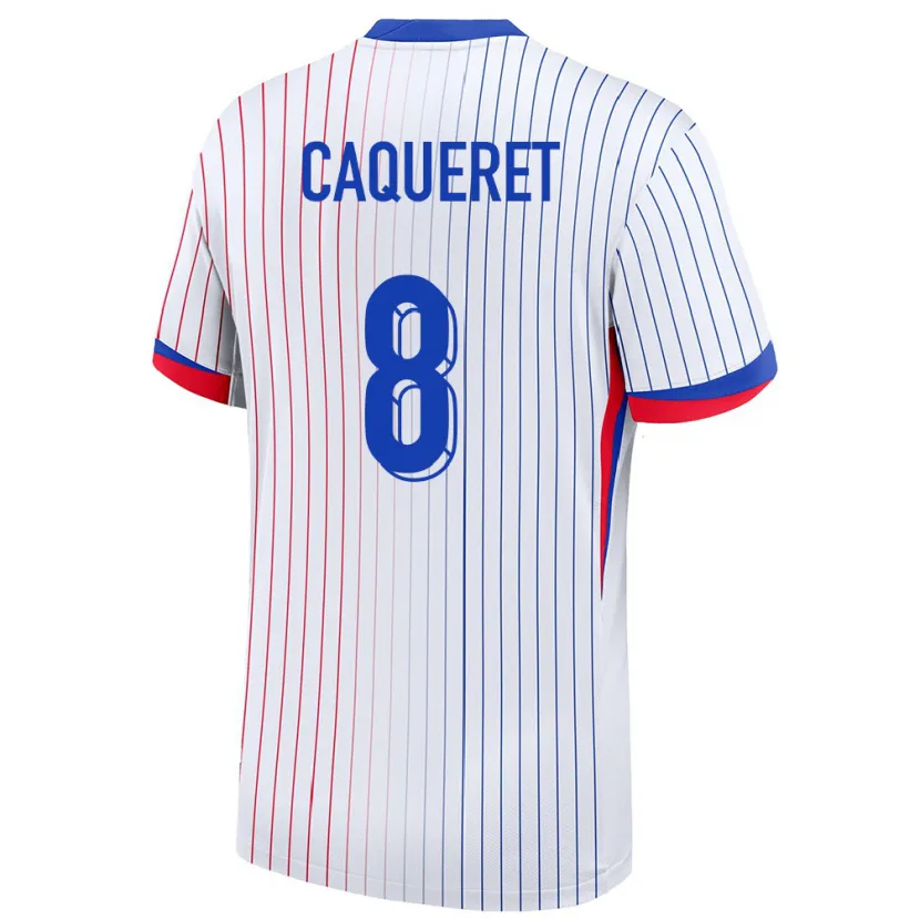 Danxen Dětské Francie Maxence Caqueret #8 Bílý Daleko Hráčské Dresy 24-26 Dres