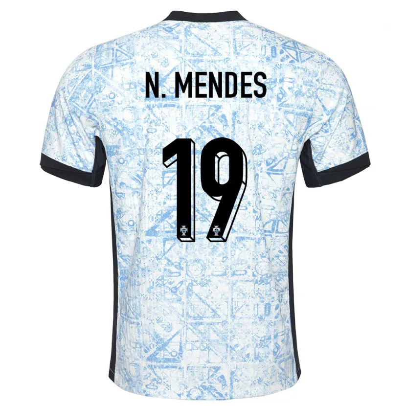 Danxen Dětské Portugalsko Nuno Mendes #19 Krémově Modrá Daleko Hráčské Dresy 24-26 Dres