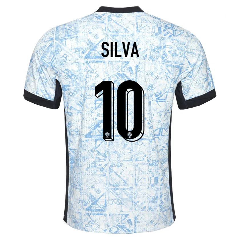 Danxen Dětské Portugalsko Jessica Silva #10 Krémově Modrá Daleko Hráčské Dresy 24-26 Dres