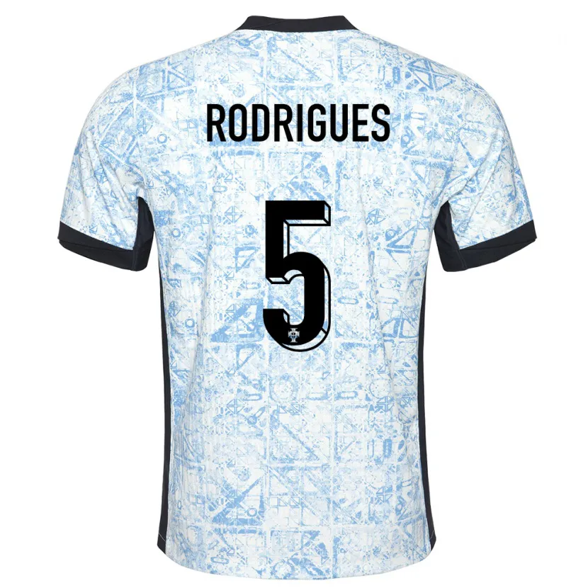 Danxen Dětské Portugalsko Rafael Rodrigues #5 Krémově Modrá Daleko Hráčské Dresy 24-26 Dres
