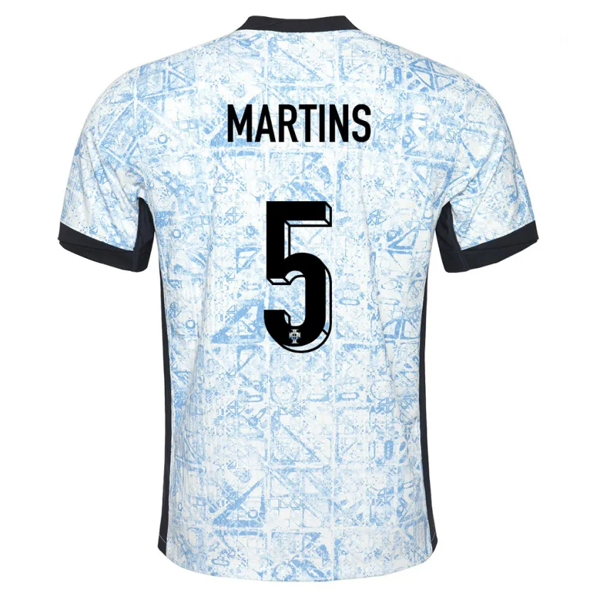 Danxen Dětské Portugalsko Leandro Martins #5 Krémově Modrá Daleko Hráčské Dresy 24-26 Dres