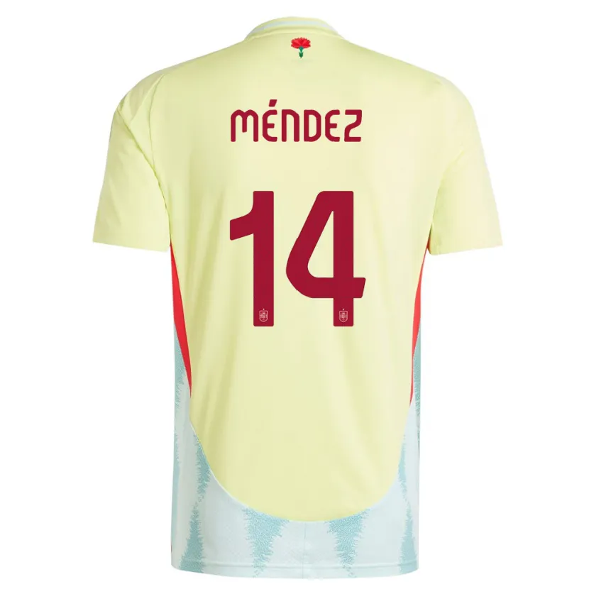 Danxen Dětské Španělsko Maria Mendez #14 Žlutá Daleko Hráčské Dresy 24-26 Dres
