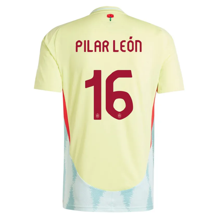 Danxen Dětské Španělsko Maria Pilar Leon #16 Žlutá Daleko Hráčské Dresy 24-26 Dres