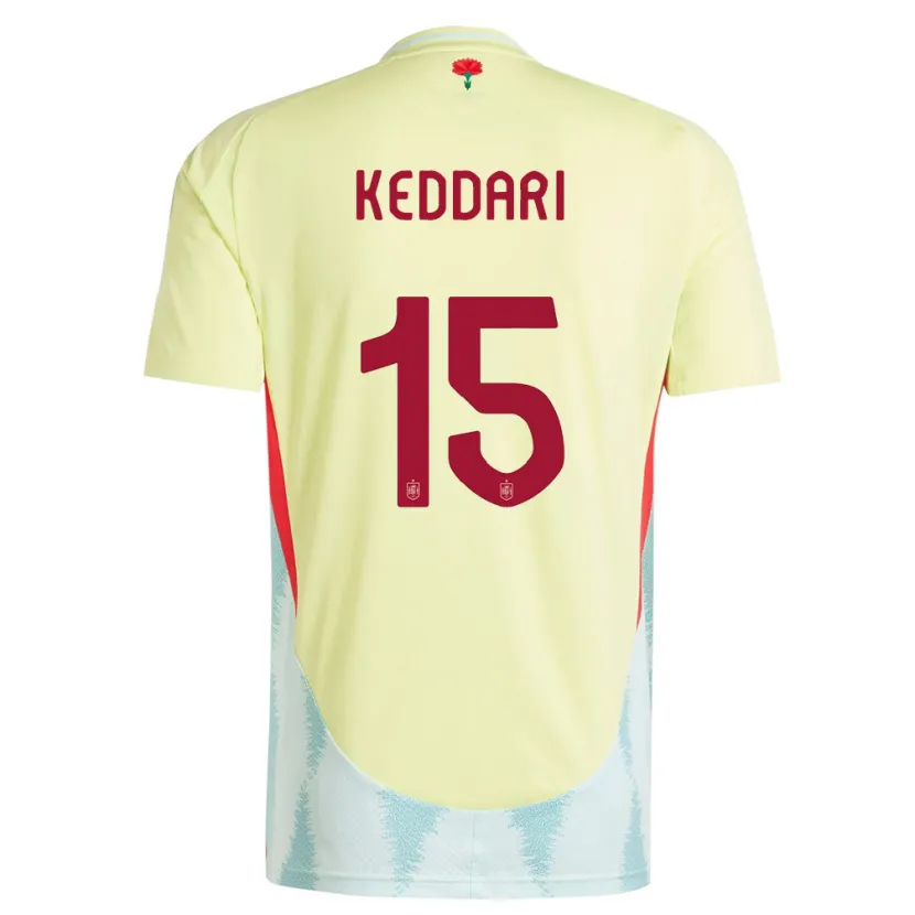Danxen Dětské Španělsko Wassim Keddari #15 Žlutá Daleko Hráčské Dresy 24-26 Dres