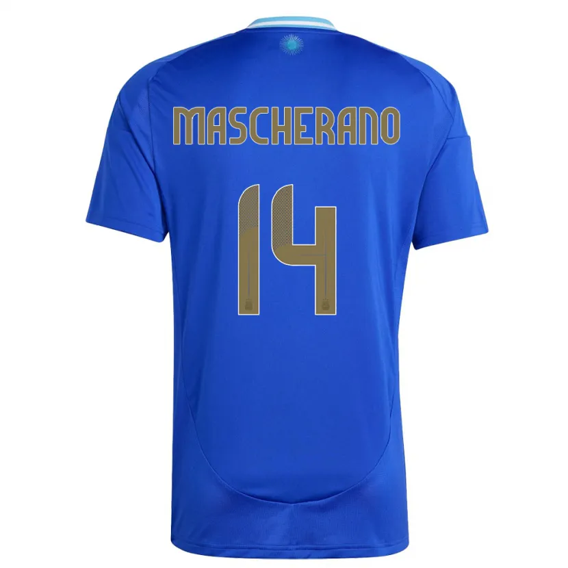 Danxen Dětské Argentina Javier Mascherano #14 Modrý Daleko Hráčské Dresy 24-26 Dres