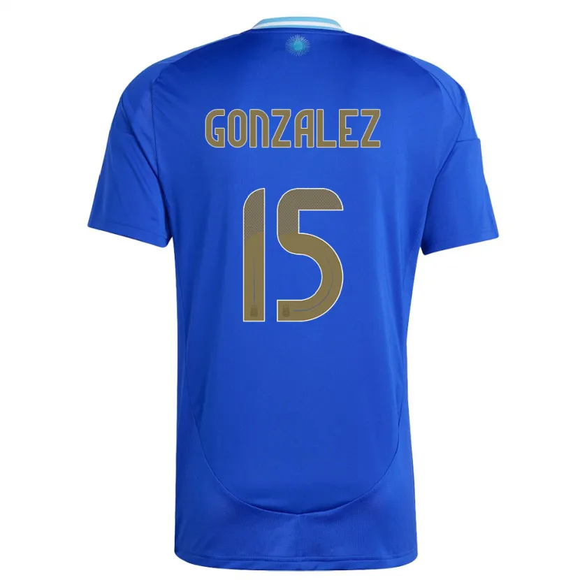 Danxen Dětské Argentina Nicolas Gonzalez #15 Modrý Daleko Hráčské Dresy 24-26 Dres