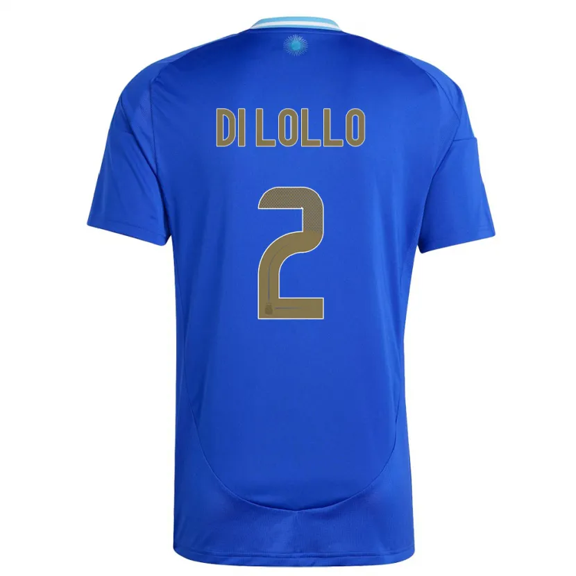 Danxen Dětské Argentina Lautaro Di Lollo #2 Modrý Daleko Hráčské Dresy 24-26 Dres