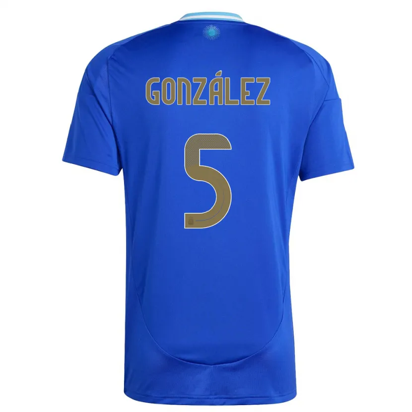 Danxen Dětské Argentina Maximiliano Gonzalez #5 Modrý Daleko Hráčské Dresy 24-26 Dres