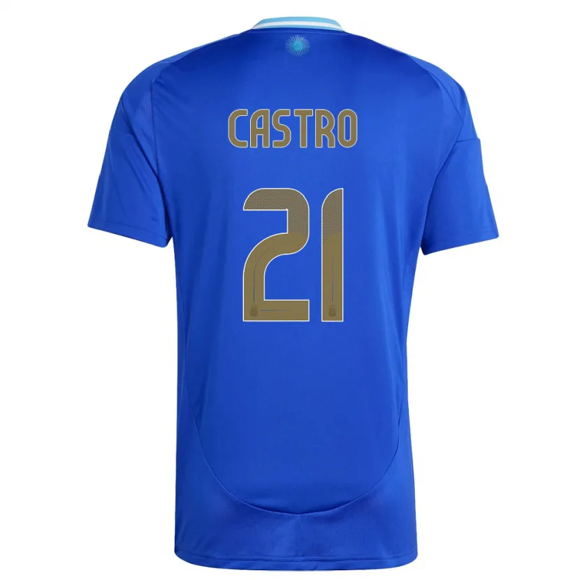 Danxen Dětské Argentina Santiago Castro #21 Modrý Daleko Hráčské Dresy 24-26 Dres