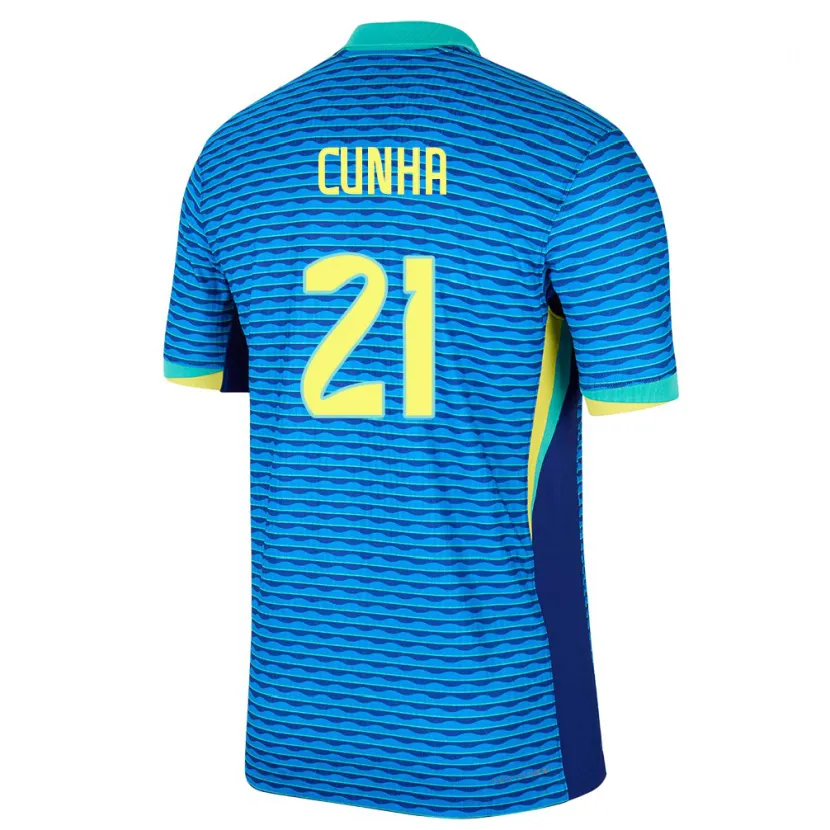 Danxen Dětské Brazílie Matheus Cunha #21 Modrý Daleko Hráčské Dresy 24-26 Dres