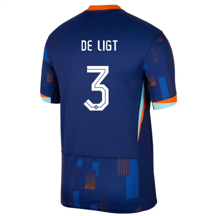 Danxen Dětské Nizozemsko Matthijs De Ligt #3 Modrý Daleko Hráčské Dresy 24-26 Dres