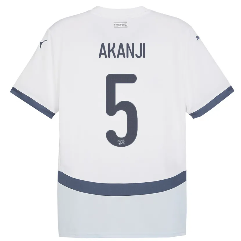 Danxen Dětské Švýcarsko Manuel Akanji #5 Bílý Daleko Hráčské Dresy 24-26 Dres