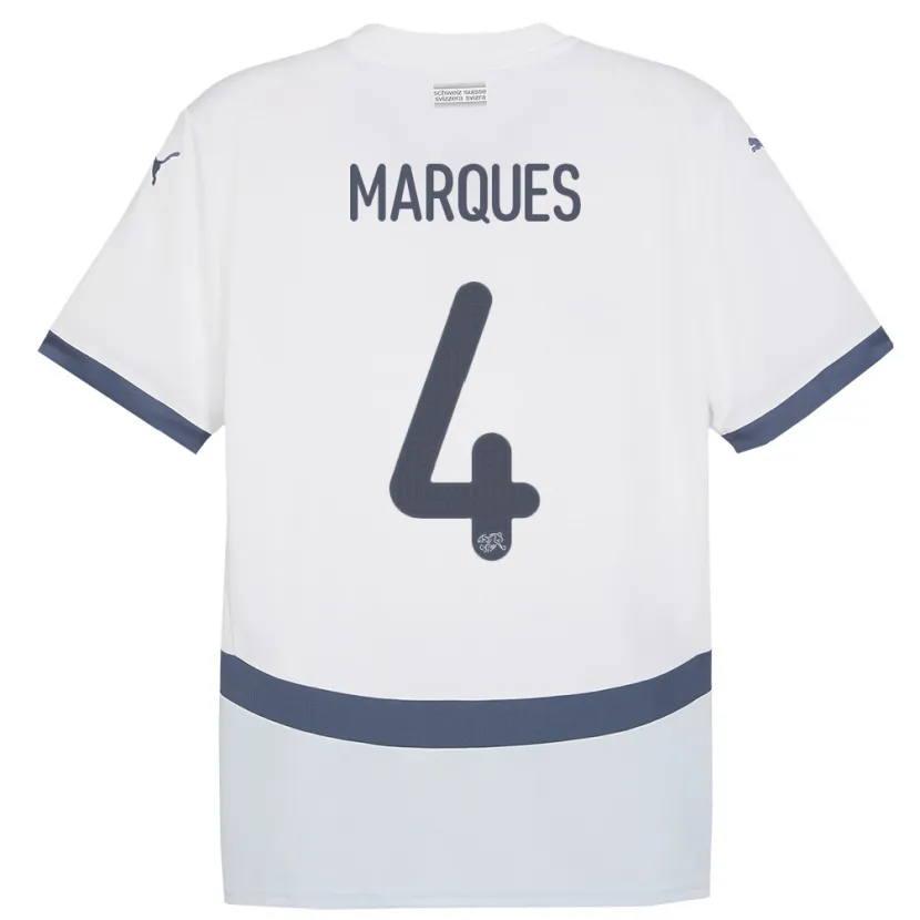 Danxen Dětské Švýcarsko Christian Marques #4 Bílý Daleko Hráčské Dresy 24-26 Dres