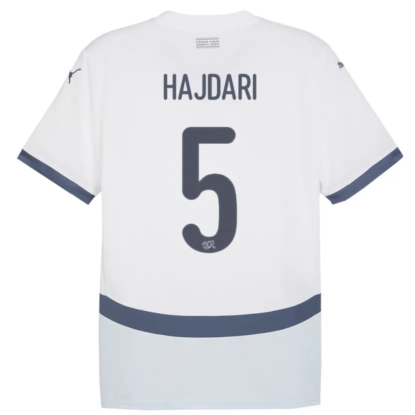 Danxen Dětské Švýcarsko Albian Hajdari #5 Bílý Daleko Hráčské Dresy 24-26 Dres
