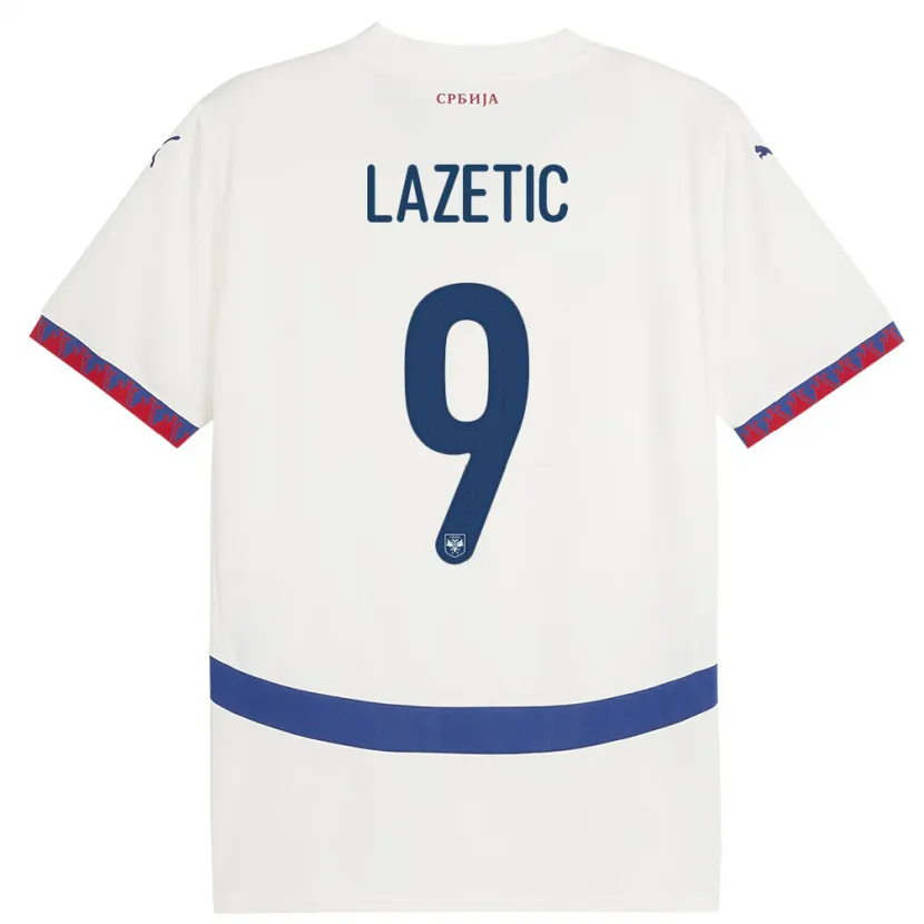 Danxen Dětské Srbsko Marko Lazetic #9 Bílý Daleko Hráčské Dresy 24-26 Dres